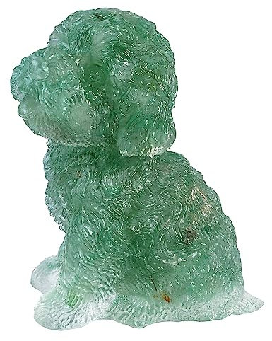 mookaitedecor Grüner Aventurin Kristall Stein Pudel Hund Statue sitzende Tier Hundeskulptur Figur für Home Decoration sammelbar Ornament