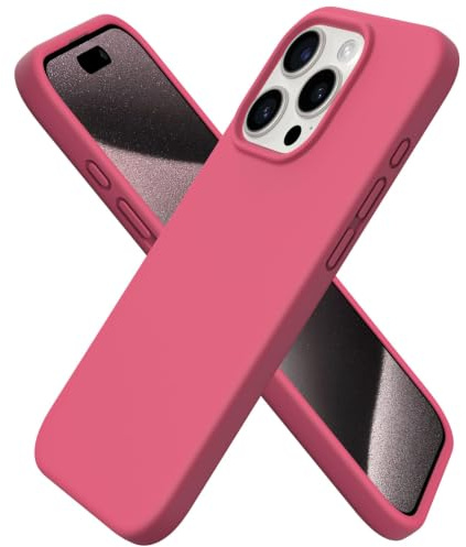 ORNARTO für iPhone 15 Pro Hülle aus Silikon 6,1 Zoll - Pfirsich Rot | Premium Flüssigsilikon, dünne Handyhülle, weich und griffig, tolle Haptik, stoß- und kratzfest, große Farbauswahl