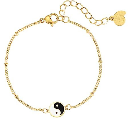 Happiness Boutique Damen Armband mit Yin Yang Anhänger | Wasserfeste Yin Yang Armkette | Kugelkette Armband mit Yin und Yang Design in Gold - Rosegold, Silber | Talisman Symbolischer Schmuck