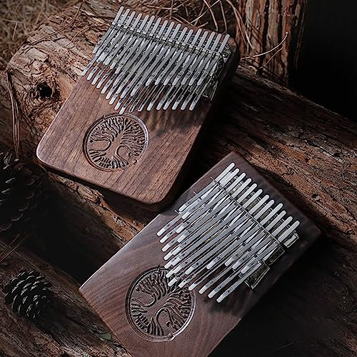 Kalimba Musikinstrumente, 34 Tasten Kalimba Daumenklavier B Tuned Black Walnut mit Tonabnehmer Tasche Musik-Geschenkset für Anfänger Profis