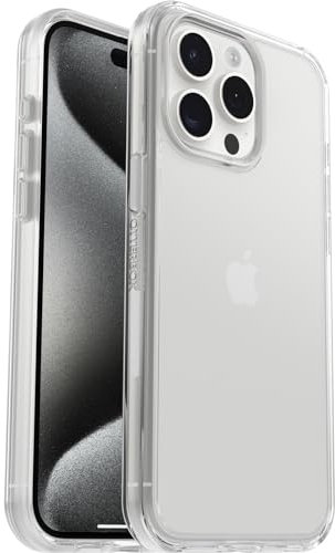 OtterBox Symmetry Clear Case for iPhone 15 Pro Max, Shockproof, Drop proof, Protective Thin Case, 3x Tested to Military Standard, Antimicrobial Protection, Clear, No Retail Packaging