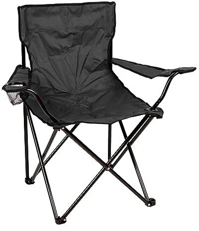 1x Black Folding Canvas Camping Armchair - Adults Lightweight Folding Portable Outdoor Garden Beach Picnic Fishing Festival Camp Chairs - By Redwood