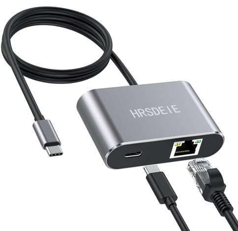 USB C to Ethernet Adapter with 60W Charging Port, 1Gbps Ethernet to Type C - Gigabit RJ45 LAN Network Adapter with Power Delivery for Laptop, MacBook Pro/Air, Mac,iPad Air, Chromecast Google TV, Dell