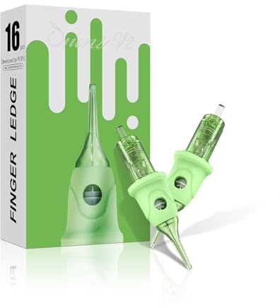 EZ Tattoo Cartridge Needles - 16Pcs #08 (3RL) Finger Ledge Permanent Makeup SMP Round Liner 0.25MM Disposable Tattoo Needles for Tattoo Pen Machine Gun - OMNI V2