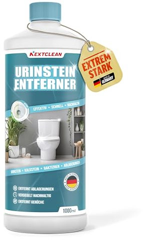 NEXTCLEAN Urinsteinentferner extra stark [ANTI-KALK] - Entfernt innerhalb Minuten Urinstein und Kalkablagerungen - WC Reiniger für glänzende Resultate - 1L Toilettenreiniger