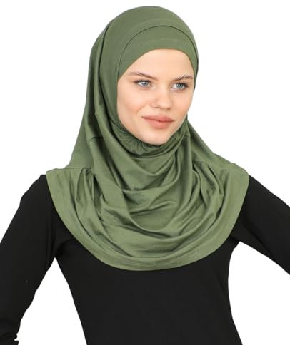 Prien Chic Hijab für Damen, Muslim Kopftuch Untertuch Set, Lange Kopftücher Kleid Frauen, Schal Für Gebetskleidung Abaya, Muslimische Kleider Für Ramadan Hajj (Khaki)