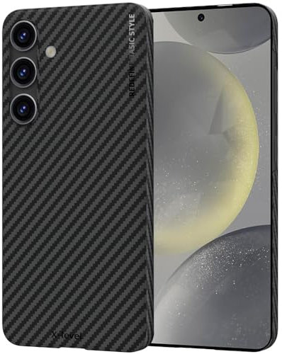 X-level für Samsung Galaxy S24 Hülle, 0,35 mm Ultra Dünn und Leicht Aramidfaser Drucken Handyhülle Kratzfeste Carbon Textur Schutzhülle Extrem Slim Case für Samsung S24, Schwarz