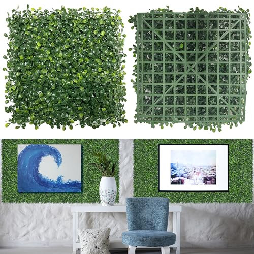 Paistao Kunstrasen-Hintergrund, 25,4 x 25,4 cm, 16 Stück, Buchsbaum-Platten für Grünwand, Party-Dekoration, Gartenwand, Innen- und Außenpflanzen-Wanddekoration