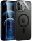 FNTCASE for iPhone 12 Pro-Max Case: Magnetic Matte Translucent Military Grade Drop Protection Phone Case | Frosted Slim Rugged Durable Shockproof Protective Bumper Black