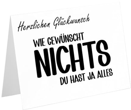 PICTALOO Glückwunschkarte Nichts – du hast ja Alles, Nix Geschenk, lustige Geburtstagskarte für Nichts Geschenk, Garnichts zu verschenken, besondere Karte Nichts gewünscht (Karte + Kuvert)