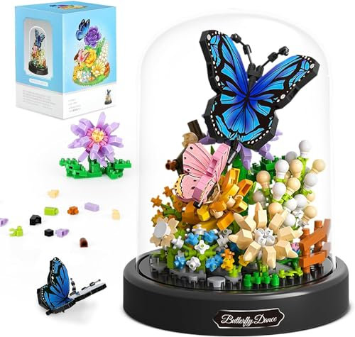 QLT Butterfly Flower Bouquet Micro Mini Building Sets,Animals Flowers Botanical Collection Toy for Adults, Valentine's Day for Her Mom Women Wife Girlfriend (530 PCS)