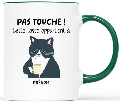 Cadeau Plus Mug Personnalisé Prénom Pas Touche - Tasse drole, mug humour, Tasse Humoristique, mug drole homme, mug rigolo femme, tasse rigolo prenom (Vert)