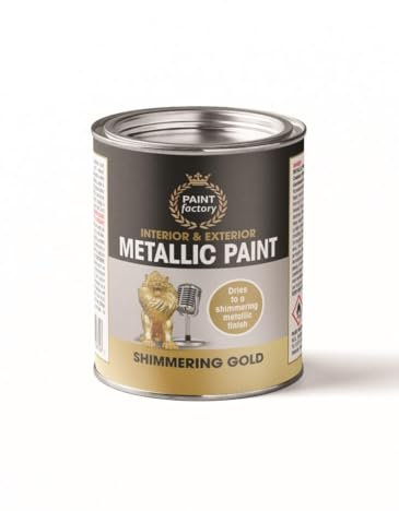 Inspired Essentials 300ml Non Drip Paint Tin Exterior Interior Hard Drying Performance Multi-Purpose Tin for Metal, Wood, Plastic, Walls with Perfect Finish (2, Metallic Gold)