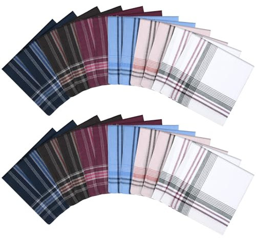 URAQT Stoff Taschentücher Herren, 24 Stück Baumwolle Herrentaschentücher Stofftaschentuch, Traditionelle Männertaschentücher Handkerchief, 36cm x 36cm