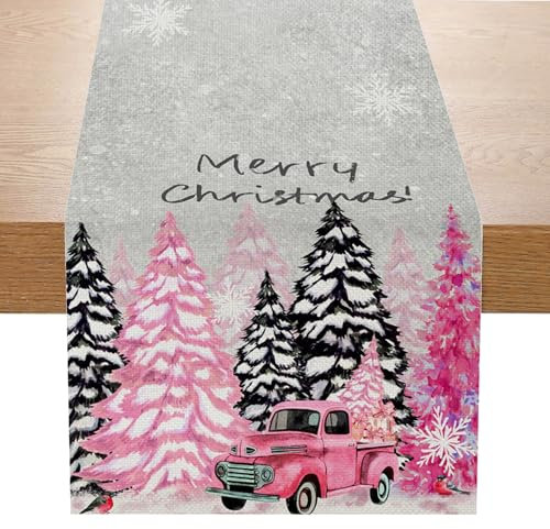 Tischläufer Weihnachten Rentier Baum Schneeflocken Weihnachtsdeko Weihnachtstischdecke Weihnachtsdeko Tisch Weihnachtstischläufer Deko Winter Tischläufer 40x140 cm