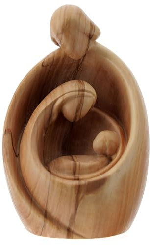 Holyart Sacra Famiglia Moderna in Legno di ulivo al Naturale, 12 cm (4.73 INC.)
