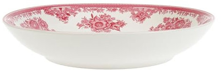 GENEVIEVE LETHU 539250 Assiette Creuse en Grès Blanche et Rose Ø 20,5 cm - Collection TOILE de PRINTEMPS - Assiette en grès au charme classique, au décor floral délicat