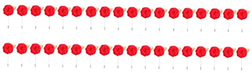 SOIMISS 36 Pièces pince à linge broche de col broche de costume fleurs broches de perles pour femmes épingle à nourrice épingles à nourrice costume de broche fleur en tissu rouge