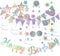 BDHYYM Happy Birthday Girlande Irisierende Geburtstag Deko Folie Silber Wimpelkette Schillernd Circle Banner Metallic Luftschlangen Holografisch Geburtstagsdeko Iridescent