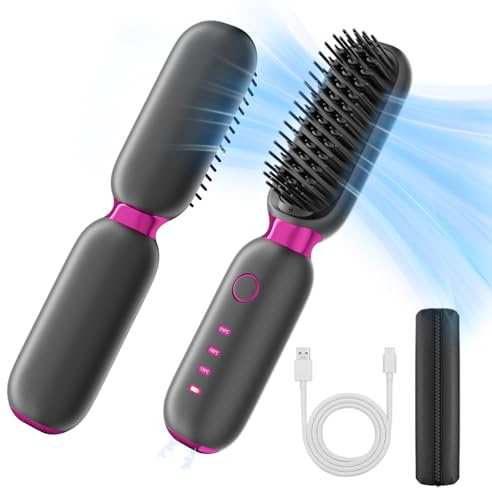 OBEST Cordless Hair Straightener Brush 3 Temp 2in1 Type-C Travel Comb | Negative ion hair care, fast heat up, anti-scald design. Compact travel size, creates smooth glossy hair