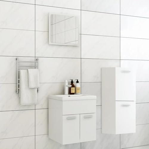 LAPOOH Conjunto de Muebles de baño aglomerado Blanco, Muebles para Baño, Muebles para Lavabo, Armario Baño - 3071171
