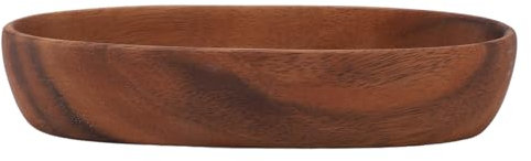 Aramox Wooden Salad Bowl, Large Capacity Wooden Boat Shaped Bowl for Food Bread Fruits Snack Dessert, Made of Premium Nature Solid Wood, Meticulously Hand Polished by Artisans (Small)