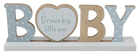 Lesser & Pavey Love & Affection Baby Standing Wooden Plaque Blue For Home Decor & Gift | Wooden and Acrylic Plaques For Home and Office | Ideal Signs & Plaque Birthday Gifts For Women & Men