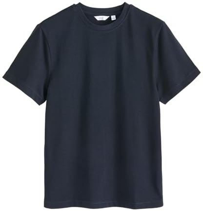 NEXT Herren Reguläre Passform T-Shirt aus schwerem Stoff Marineblau XS