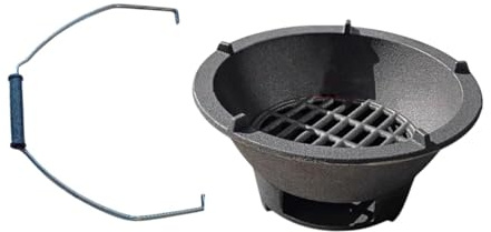 perfk Holzkohlegrill Gusseisen -Grill -Werkzeug Mini praktische Tabletop -Ofen zum Kochen des Picknick -Wanderhauss Haushalt, 20 cm