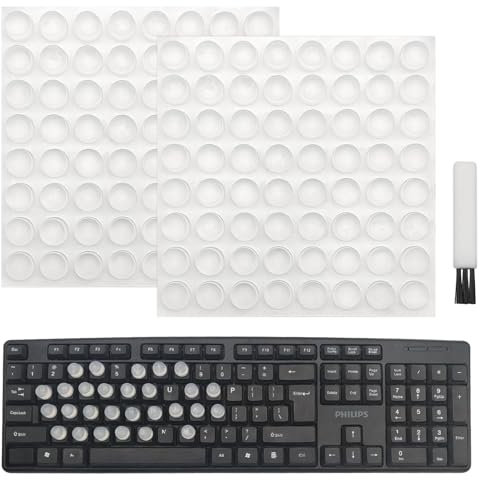 128 PCS Raised Keyboard Stickers for Long Nails Protector,with Cleaning Brush,Silicone Keyboard Self Adhesive Keycap Riser Bubbles Covers for Nail Art Typing Gaming Round Button Keyboard PC, Cylinder