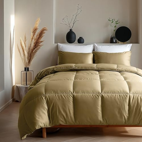 Zelesta Satinbed Bettdecke - Waschbare bettdecke ohne Bezug - Satin-Stoff Bettwäsche - Winterdecke und Sommer-Bettdecke - Duvet - 4 Jahreszeiten - Steppdecke (Original Oker, 200x200 cm)