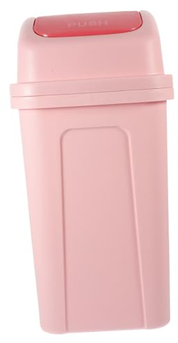 FONDOTIN Poubelle Cuisine Grosse Capacité 30l en Plastique Épais avec Couvercle Basculant Pression, Poubelle Rose pour Salle de Bain et Salon, Design Mince pour Espaces Restreints