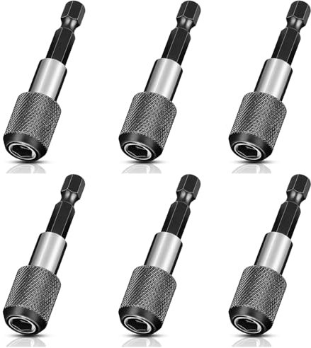 Bithalter Magnetisch, 6 Stück Schnellwechsel Bithalter Mit Magnet 1/4’’ (60 Mm), Bit Halterung Magnetisch Ideal Für Bohrmaschine Schraubendreher Gewindeschraube Von Makita, Metabo, Bosch, Dewalt