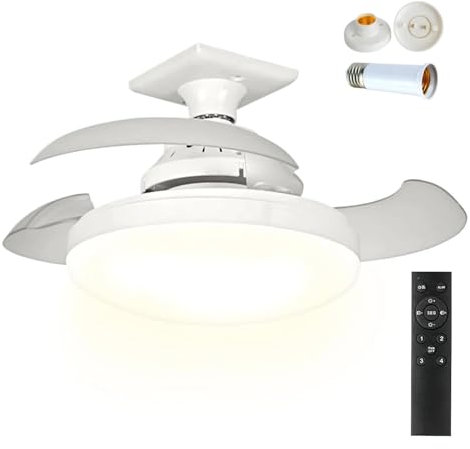 Genérico Con Ventilador de Techo Remoto y Moderno, Ventilador Sin Luces Retráctil Silencioso Con Luces - Control Remoto, Dispositivo de Enfriamiento Doméstico, Accesorios Para el Hogar Inc (A)