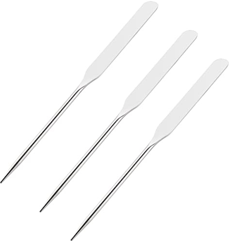 TOPPERFUN Make Up Spatel Leicht zu Reinigen zum Mischen von Nagellack 3 Stück aus Edelstahl Kosmetikmischwerkzeug in Silber für Professionelle und Private Anwendung