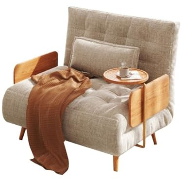 Glamour Haven Ausklappbares Schlafsofa für kleine Räume, Klappbares Schlafsofa mit Tablett, Verstellbarer Rückenlehne Gästebett für Wohnung, Wohnzimmer, Büro(99cm)