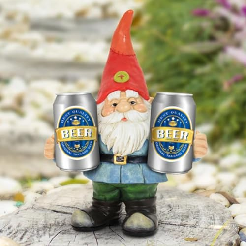 Jorzer Freche Zwerge lustige Zwerge aus Kunstharz mit Bierstatue 8, 1x4, 1x9, 9 cm unpassende Gartenzwerge für Hof Terrasse Außenbereich Einweihungsgeschenk lustige Gartenzwerge