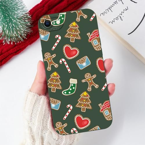 Coiwxmoi Weihnachten Handyhülle für iPhone 16e/SE 4/SE 2025 Hülle, Süß Weihnachts Lebkuchenmann Muster Winter Christmas Case, Dünn Silikon TPU Stoßfest Xmas Schutzhülle Cover für iPhone 16e 6,1, Grün