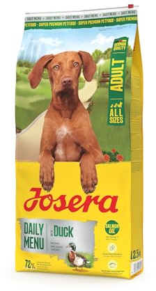 JOSERA Daily Menu Adult mit Ente (1 x 12,5g) | Trockenfutter für alle ausgewachsenen Hunde | glutenfrei | Moderater Energiegehalt | Für normal aktive Hunde | Wertvolle Omega-3 Fettsäuren| 1er Pack