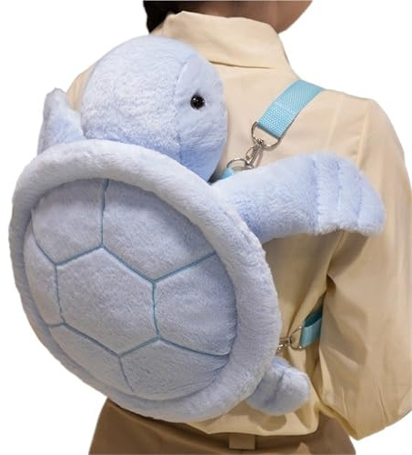 KUKUShining Schildkröte Plüsch Rucksack, Niedlicher Kuscheltier Rucksack In Schildkrötenform Tasche Stofftier Weicher Plüschtier Für Reisen Schule(Blue)