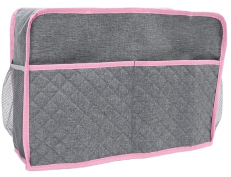 SEAFRONT Nähmaschinen-Abdeckung mit Taschen, Faltbar, Gepolstert, Wasserdicht, Staubschutz für Nähmaschinen-Zubehör, Nähmaschinenschutz aus Segeltuchstoff, 43,2 X 17,8 X 30,5 cm (Grey)