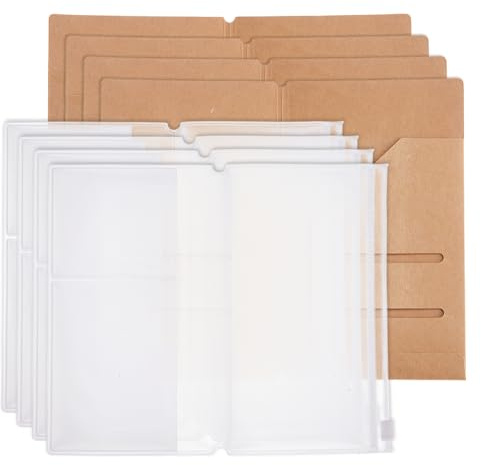SUPERFINDINGS 4 Sets Kraft Ordner Einlage Kraftpapier Kartenhalter Mit PVC Reißverschluss Beutel Reisende Notizbuch Nachfüllung Für Wiederbefüllbare Reisejournale Notizbuch Zubehör