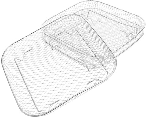 Yardwe 3 Stück Edelstahl Airfryer Gitterrost Quadratisch mit Hitzebeständigem Design für Tägliches Kochen und Dämpfen Stapelbar und Vielseitig Einsetzbar