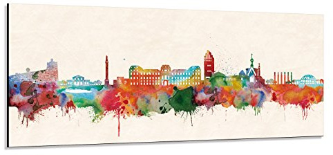 Acrylglas Wandbild Darmstadt Skyline Panorama - Acrylglas mit Alu-dibond-Aufhängesystem - Farbe (div. Größen) - Kunst Druck auf Acrylglas 30x90cm