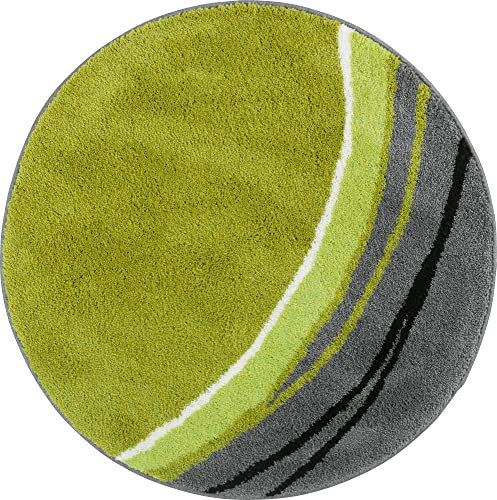 Erwin Müller Badematte Mykonos, Badteppich, Badvorleger rutschhemmend grün Größe rund: 90 cm Ø - kuscheliger Hochflor, für Fußbodenheizung geeignet (weitere Farben, Größen)