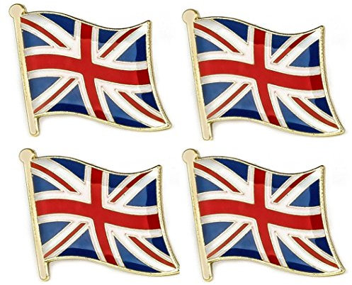 Set of 4 x Union Jack Badge Flag of United Kingdom Pin Badges