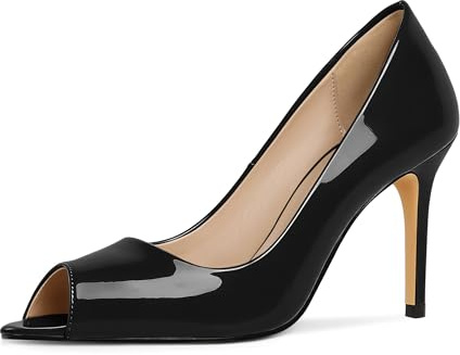 EDEFS Damen Slip On Pumps Stiletto Heel 3 Zoll Peep Toe Design Lackleder Ideal für Mode Hochzeit Braut & Party Anlässe
