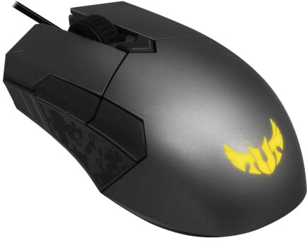Asus TUF gaming M5 - Ratón gaming RGB ambidiestro con sensor óptico para juegos, interruptores Omron de servicio pesado (50M), revestimiento duradero e iluminación Aura Sync