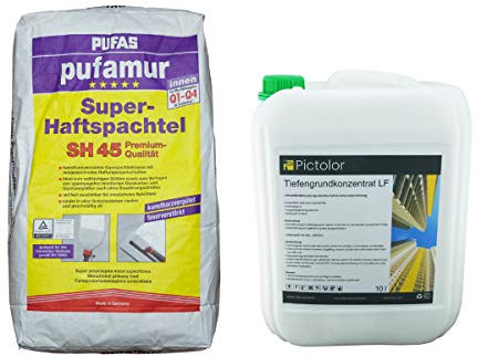 Pufas pufamur Super-Haftspachtel SH 45, 25kg + Pictolor Tiefengrundkonzentrat LF 10 Liter