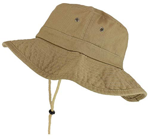 Trendy Apparel Shop XXL Boonie-Hut Sonnenhut Sonnenmütze mit großer Krempe aus 100 % Baumwolle, khaki, XX-Large